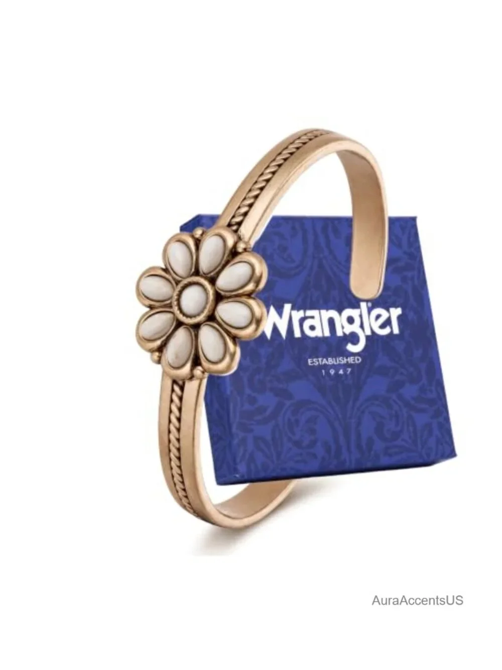 Western Turquoise Flower Adjustable Open Cuff Bracelet, Howlite & Copper